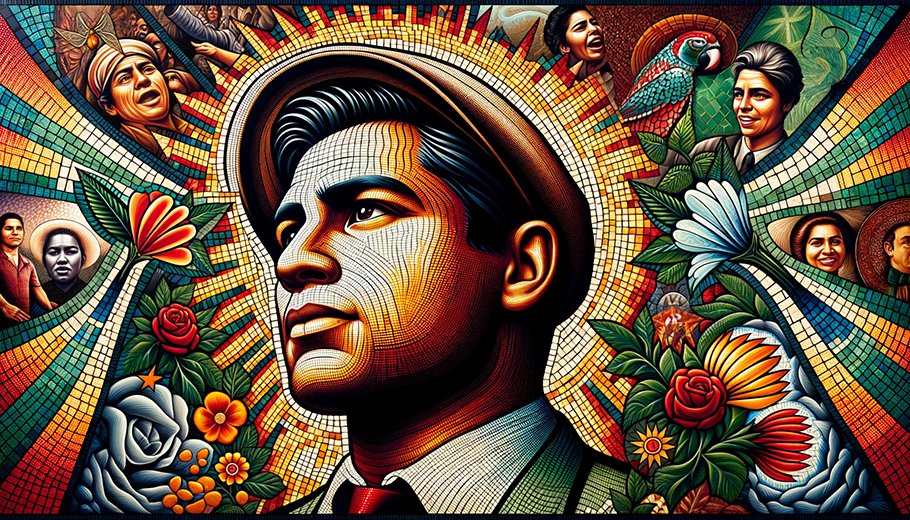 Ceasar Chavez mosaic image created by David Sanchez