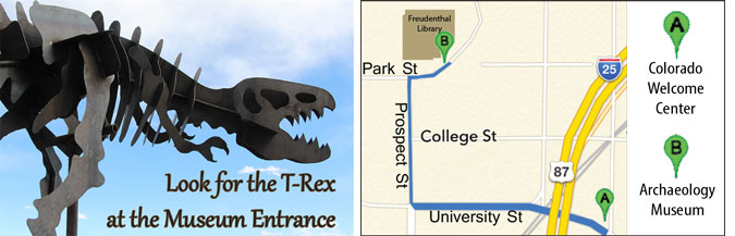 T-Rex statue and Museum map image