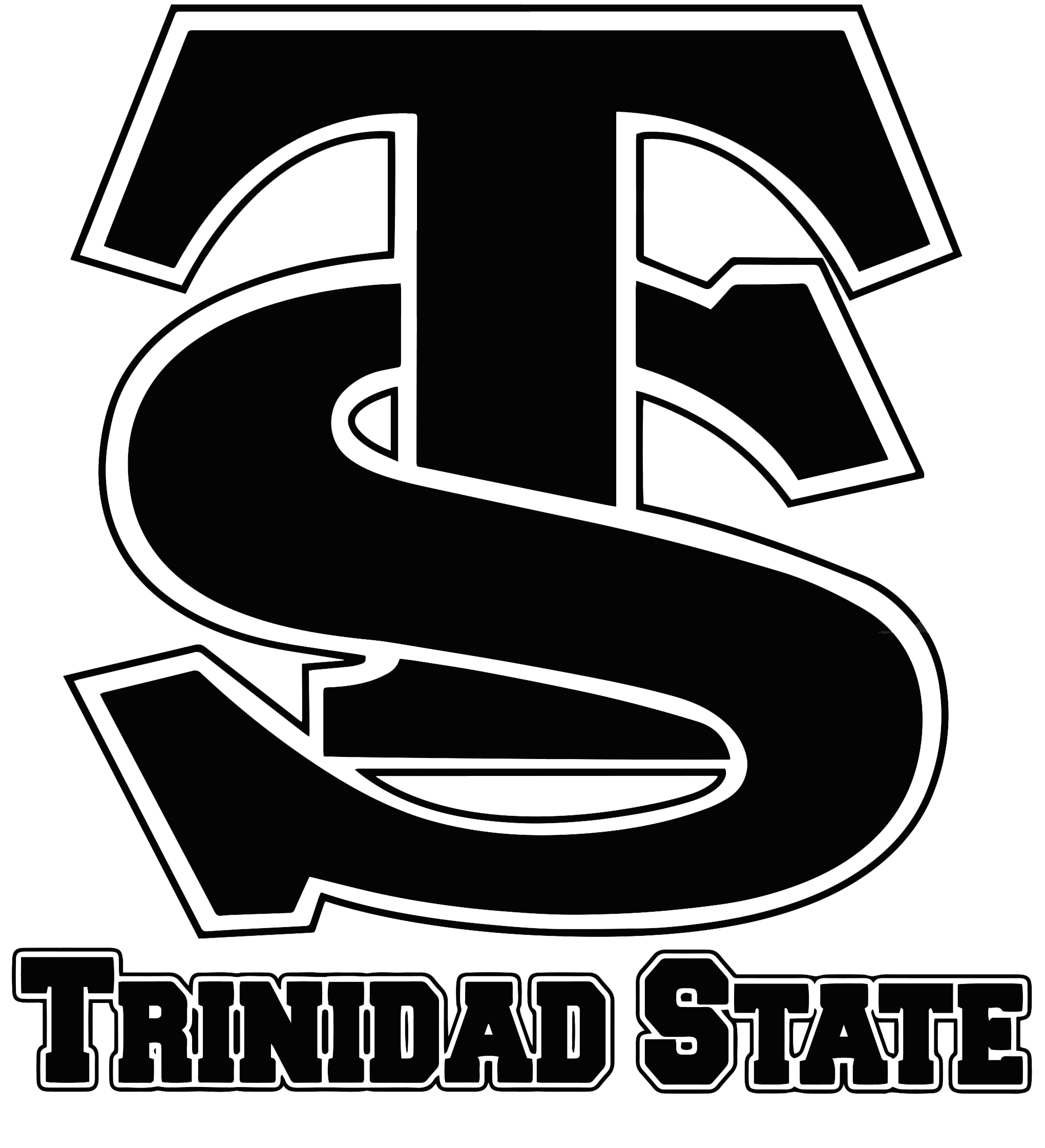 Trinidad State TS logo in Black and White image