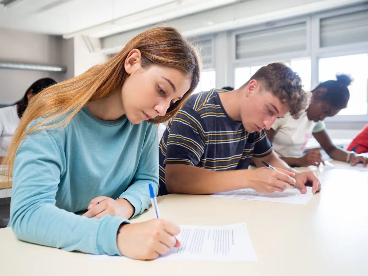Students taking a test